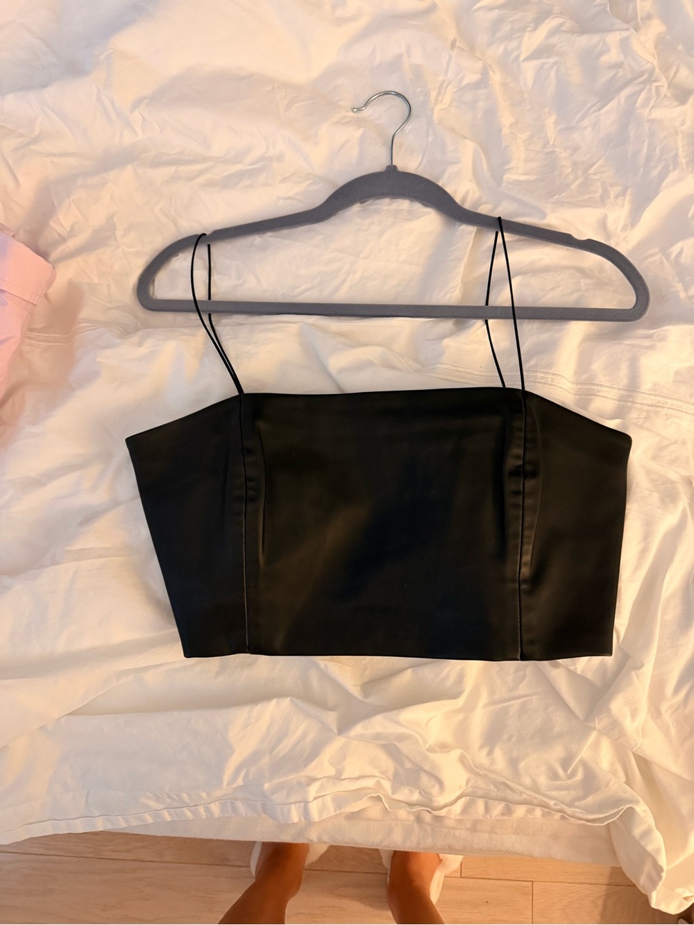 Zara Black leather crop top